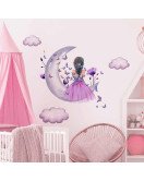 Self Adhesive Bedroom Decoration Cartoon Moon Wall Stickers For Girls