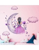 Self Adhesive Bedroom Decoration Cartoon Moon Wall Stickers For Girls