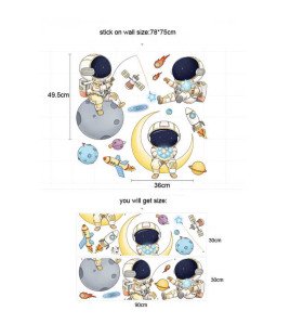 Kids Room Decoration Cartoon Astronaut 3d Wall Sticker For Nursery