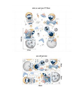 Buy Self Adhesive Removable Kids Room Cartoon Space Wall Sticker Supplier