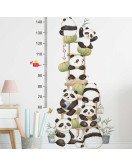 Self-adhesive Cartoon Panda Height Measurement Wall Decals For Kids
