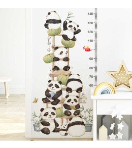 Self-adhesive Cartoon Panda Height Measurement Wall Decals For Kids