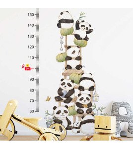 Self-adhesive Cartoon Panda Height Measurement Wall Decals For Kids