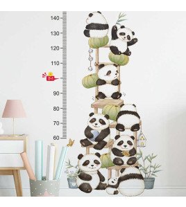 Self-adhesive Cartoon Panda Height Measurement Wall Decals For Kids