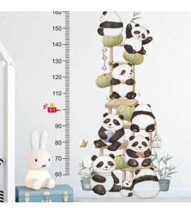 Self-adhesive Cartoon Panda Height Measurement Wall Decals For Kids