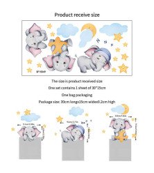 Self Adhesive Baby Room Wall Decoration 3d Cartoon Elephant Switch Stickers