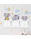Self Adhesive Baby Room Wall Decoration 3d Cartoon Elephant Switch Stickers