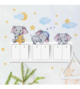 Self Adhesive Baby Room Wall Decoration 3d Cartoon Elephant Switch Stickers