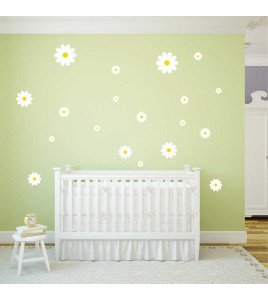 Living Room Decoration Self Adhesive 3d Boho Design White Wall Stickers Flowers