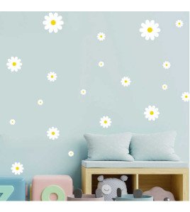 Living Room Decoration Self Adhesive 3d Boho Design White Wall Stickers Flowers