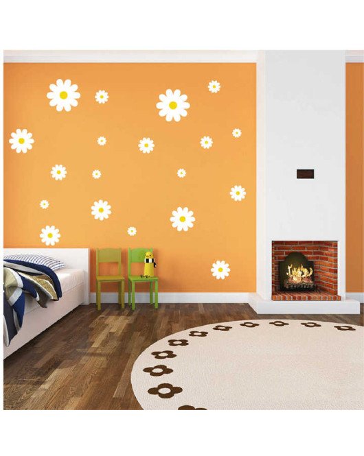 Living Room Decoration Self Adhesive 3d Boho Design White Wall Stickers Flowers