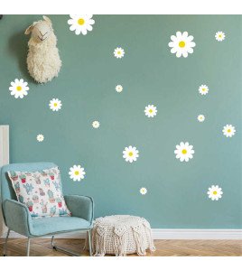 Living Room Decoration Self Adhesive 3d Boho Design White Wall Stickers Flowers