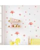 Adhesive Bedroom Transparent Wall Stickers 3D Home Decoration With Flowers