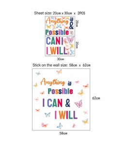 Classroom Decoration Colorful Inspirational Wall Stickers Decals Quotes