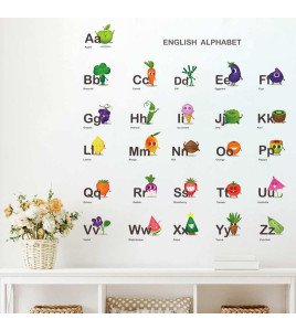 Kids' Room Decoration Cartoon Fruit English Alphabet Wall Sticker Nursery School Wall Mural - Model Sf23075