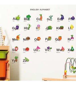 Kids' Room Decoration Cartoon Fruit English Alphabet Wall Sticker Nursery School Wall Mural - Model Sf23075