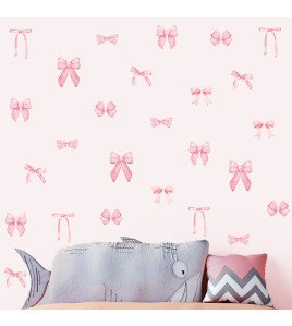 Pink Bow Die Cut Vinyl Sticker Waterproof Uv Printed Home Decoration For Girls' Room Or Living Room - Model Sf23077