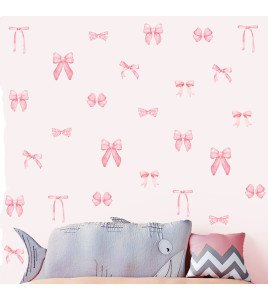 Pink Bow Die Cut Vinyl Sticker Waterproof Uv Printed Home Decoration For Girls' Room Or Living Room - Model Sf23077