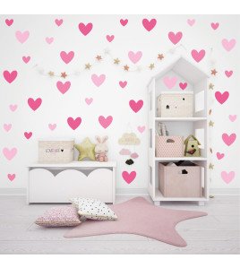 Kids' Room Decoration Self-adhesive 3d Pink Heart Wall Mounted Stickers - Model Sf23086