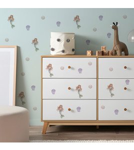 Baby Nursery Cartoon Mermaid Wrapping Sticker On The Wall - Model Sf23094