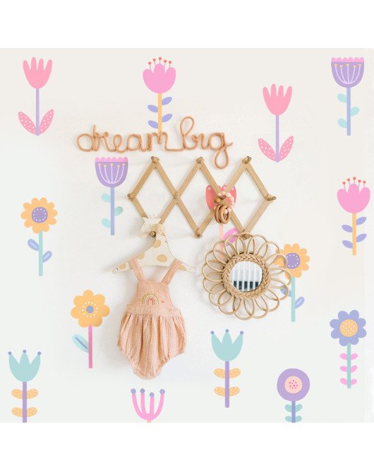 Home Decoration Self-adhesive Removable Cute 3d Boho Design Wall Flower Stickers - Model Sf23096