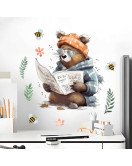 Fashion Removable Cartoon Bear Reading Corners For Kids Wall Stickers
