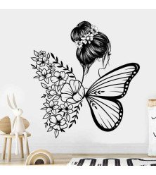 Home Decoration Flower Butterfly Wing Wall Stickers For Girls Bedroom Photo