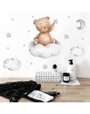 Hot Sale Baby Room Cartoon Bear With Cloud Decorative Wall Stickers