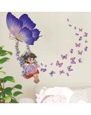 Removable Self-adhesive Cartoon Swing Girl Room Wall Butterfly Stickers - Model Sf34058