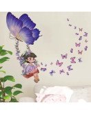 Removable Self-adhesive Cartoon Swing Girl Room Wall Butterfly Stickers - Model Sf34058