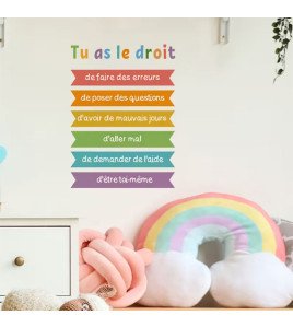 French Motivation Quote Wall Stickers Colorful Ribbon Vinyl Educational Kids' Room Nursery Wall Stickers - Model Sf34073
