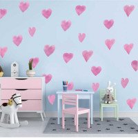 Home Wall Decoration Self Adhesive Pink 5d Stickers Heart Design