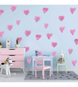 Home Wall Decoration Self Adhesive Pink 5d Stickers Heart Design