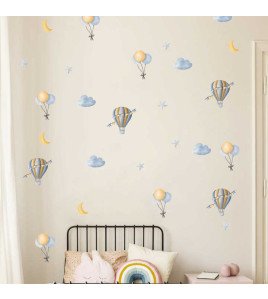 Kids Room Self Adhesive Hot Air Balloon Wall Stickers Wallpaper