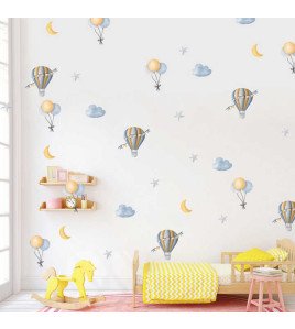 Kids Room Self Adhesive Hot Air Balloon Wall Stickers Wallpaper
