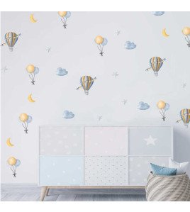 Kids Room Self Adhesive Hot Air Balloon Wall Stickers Wallpaper