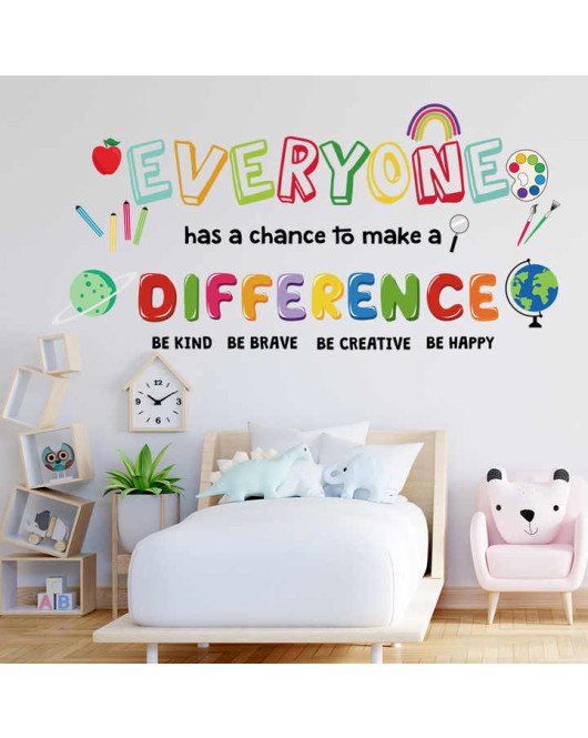 Colorful Quote With Handprint Adhesive 3d Kids Classroom Sticker Wall Decor