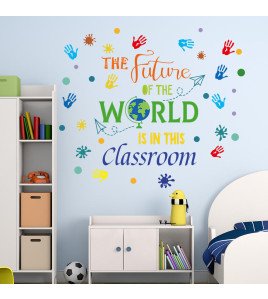 Colorful Quote With Handprint Adhesive 3d Kids Classroom Sticker Wall Decor - Model Sf36092