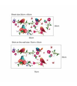 Living Room Bedroom Decoration Self Adhesive Romantic Birds Wall Stickers