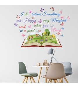 Self-adhesive Reading Book Quote School Wall Sticker Decoration - Model Sf36112