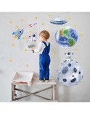 Removable Bedroom Decoration Cartoon Space Earth Wall Stickers Kids