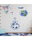 Removable Bedroom Decoration Cartoon Space Earth Wall Stickers Kids
