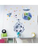 Removable Bedroom Decoration Cartoon Space Earth Wall Stickers Kids