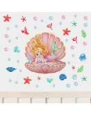 Living Room Decoration 3d Cartoon Shell Mermaid Kindergarten Wall Sticker