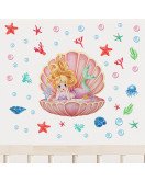 Living Room Decoration 3d Cartoon Shell Mermaid Kindergarten Wall Sticker