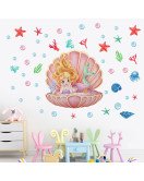 Living Room Decoration 3d Cartoon Shell Mermaid Kindergarten Wall Sticker