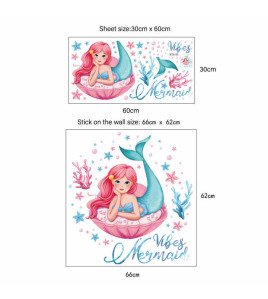 Home Decoration Waterproof Cartoon Mermaid Bathroom Wall Stickers