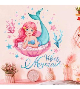 Home Decoration Waterproof Cartoon Mermaid Bathroom Wall Stickers