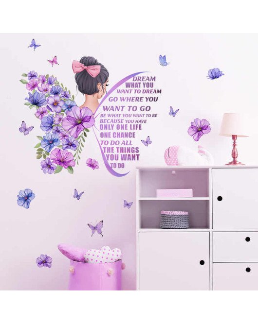 Girls Room Decoration Self Adhesive 3d Quote Butterfly Stickers For Walls