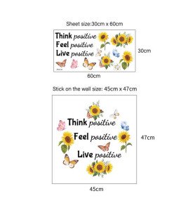 Self Adhesive Colorful 3d Sunflower Quote Office Wall Stickers Supplier